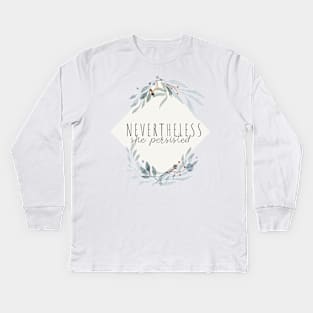 Nevertheless, She Persisted Diamond Wreath Kids Long Sleeve T-Shirt